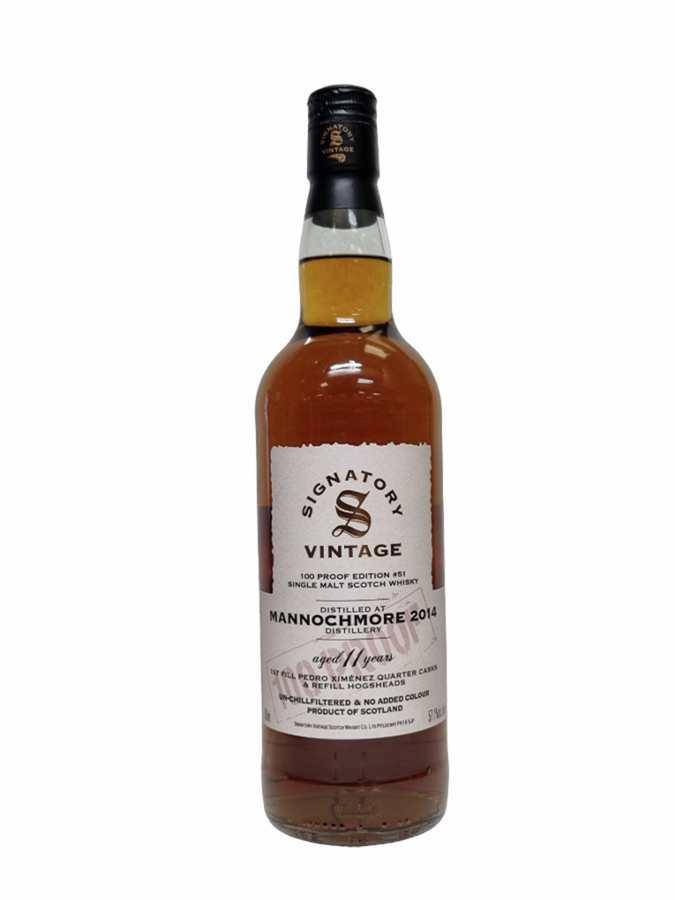 MANNOCHMORE 2014 100 Proof #51 1st Fill PX & refill Hogsheads Signatory Vintage - secondary image - Exclusive LMDW Spirits